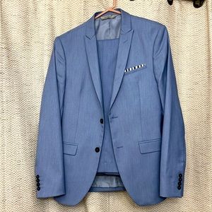 Zara Man Powder Blue Suit Size 40 Pants 32